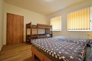 1 dormitorio con 1 cama y literas. en Moderní apartmán Horní Maršov - by Alka, en Horní Maršov