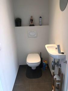 オーステンデにあるHedendaags, verzorgd appartement op unieke locatieのバスルーム(トイレ、洗面台付)