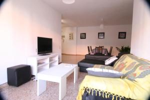 a living room with a couch and a tv at Las Minvas Centro 2 in Castellón de la Plana