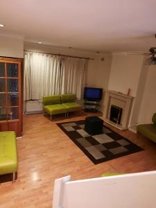 sala de estar con muebles verdes y chimenea en Relevant properties en Welling