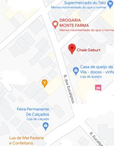 um mapa da localização aproximada das explorações leiteiras em Chalé Geburt em Monte Verde