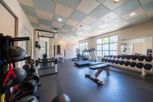 a gym with several treadmills and machines in it at Sunset Beach Walk 2BD+2BA+1PRK Yaletown in Vancouver