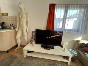 Televízia a/alebo spoločenská miestnosť v ubytovaní Wash House Apartman