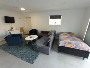 Postel nebo postele na pokoji v ubytování Hagavik 8