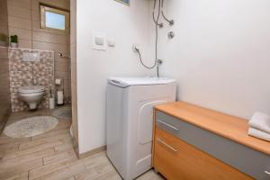 a small bathroom with a toilet and a sink at Apartments Dajana in Primošten