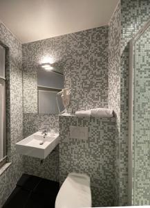 a bathroom with a toilet and a sink at 3 Paardekens - City Centre Hotel in Mechelen