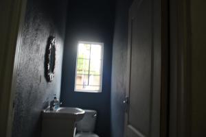 a bathroom with a sink and a toilet and a window at Sable Holiday Home in Hazyview