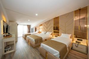 Habitación de hotel con 2 camas y TV en Luxury Airport Hotel, en Arnavutköy
