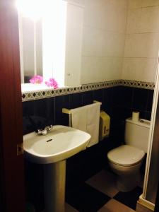 Burguillos del CerroにあるHostal El Camioneroの洗面台とトイレ付きのバスルーム