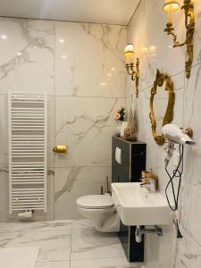 uma casa de banho com um WC e um lavatório em XuBa ApartmentRooms Messe Wien Prater em Viena