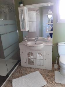 a bathroom with a sink and a toilet at chambre chez habitant avec petit déjeuner in Bouloire