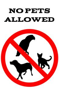 a no pets allowed sign with a dog and a cat at Apartamenty Świnoujście - Wyspiańskiego 34e in Świnoujście