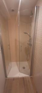 a shower with a glass door in a bathroom at YonShala in Garrosse