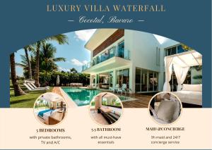 a flyer for a villa vacation in the maldives at Luxury Villa Waterfall with Private Pool, BBQ & Maid in Punta Cana