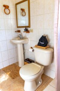 a bathroom with a white toilet and a sink at LittleLux Living in George Hill