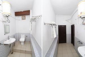 two images of a bathroom with a sink and a toilet at OYO Hotel Ayaan in Bareilly
