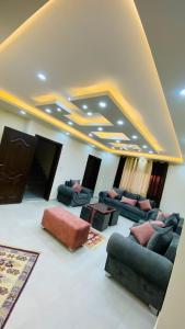Il comprend un salon avec des canapés et une télévision à écran plat. dans l'établissement Petra Olive House, à Wadi Musa