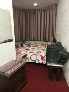 1 dormitorio con 1 cama y TV. en Mamaya Hotel, en Amán