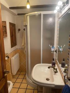 łazienka z umywalką i prysznicem w obiekcie CASA RURAL SAN JULIAN w mieście Villahermosa del Río