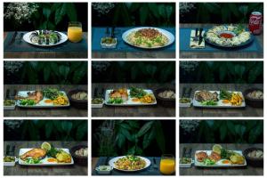 a collage of four pictures of plates of food at Gold Coast Photography Inn in Estoril
