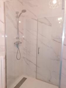 Saint-NabordにあるLes Vosges ça vous tente ?のガラスドア付きのシャワー付きのバスルーム +69枚の写真