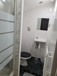 mała łazienka z toaletą i umywalką w obiekcie Studio entièrement équipé avec véranda commune w mieście Neuilly-sur-Marne