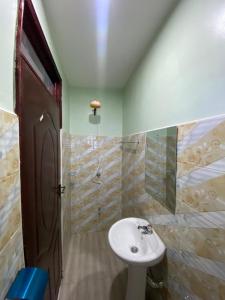 uma casa de banho com um lavatório e um chuveiro em Laucinas homes em Nakuru