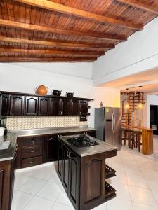 a kitchen with a stove and a refrigerator at Villa Celeste in Doradal