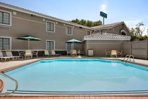 una piscina en un hotel con sillas y sombrillas en La Quinta Inn Lexington-Horse Park, en Lexington