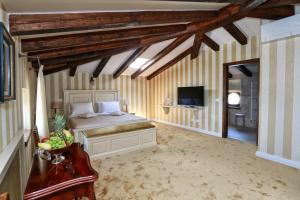 sypialnia z łóżkiem i telewizorem w obiekcie Villa Carolus-Luxurious Istrian Villa w mieście Barat +37 zdjęć