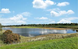 a lake in a field next to a grass field at Stunning Home In Scherpenisse in Scherpenisse