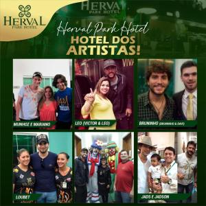a collage of pictures of a group of people at Herval Park Hotel in Ponta Porã