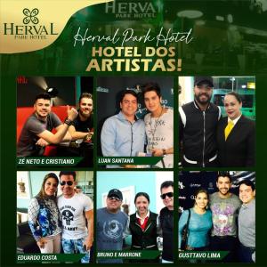 a collage of pictures of a group of people at Herval Park Hotel in Ponta Porã