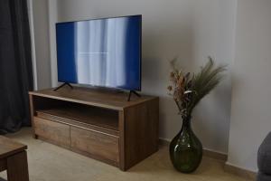 Televízia a/alebo spoločenská miestnosť v ubytovaní C.L.A. 2 City Lux Apartment Alaxandroupoli