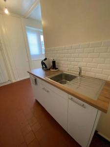 a kitchen with a sink and a counter top at V&V CENTRE Neuchatel in Neuchâtel