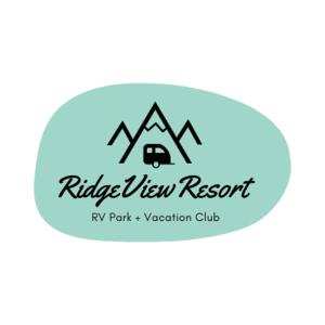 a logo for a new park version of the ridge view resort at RidgeView Resort in Radium Hot Springs