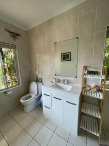 a bathroom with a sink and a toilet at Tunnel Ridge Outlook in Mooloolah