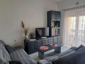 - un salon avec un canapé et une télévision dans l'établissement apartment Vujcic 2, à Okrug Donji