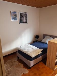 Postel nebo postele na pokoji v ubytování grand studio dans une résidence prive avec une cuisine et salle de bain séparé un parking gratuit et une magnifique vue sur les montagness