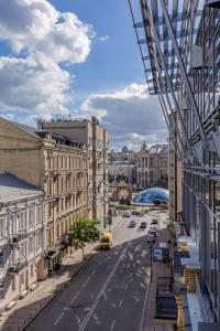 a view of a street in a city with buildings at Kievinn in Kyiv