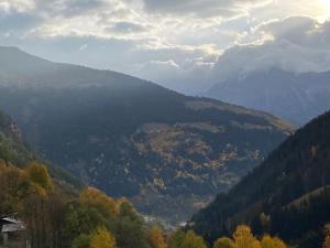 vistas a un valle con árboles y montañas en Baita Valtellina. Relax nel cuore delle Alpi, en Grosio