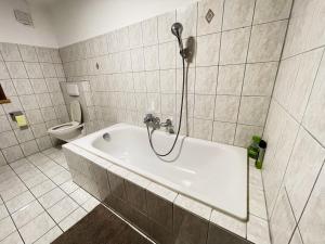 a bathroom with a bath tub and a toilet at Frog’s Palace 3 in Altach