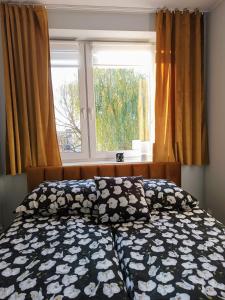 Säng eller sängar i ett rum på Bursztynowy Apartament