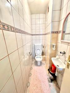 une salle de bains avec toilettes et lavabo dans l'établissement Airport Sarajevo Apartment 2, à Sarajevo
