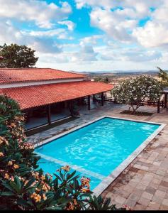 Flat aconchegante em Hotel Fazenda Monte Castelo 내부 또는 인근 수영장