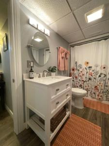 łazienka z białą umywalką i toaletą w obiekcie Spruce Moose Mtn Retreat w Sauna 11 Miles to World Class Ski w mieście Sandy