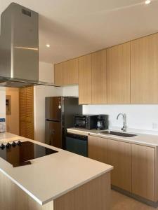 Η κουζίνα ή μικρή κουζίνα στο Aria Ocean lindo departamento a pie de playa