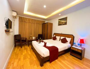 Krevet ili kreveti u jedinici u okviru objekta Thamel Grand Hotel