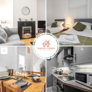 een collage van foto's van een slaapkamer en een woonkamer bij 2 Bedroom House Liverpool- Large & Cosy- Sleeps 5 By Hinkley Homes Short Lets & Serviced Accommodation in Liverpool