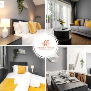 a collage of photos of a bedroom and a living room at Large & Spacious 3 Bedroom House with Parking & Wifi By Hinkley Homes Short Lets & Serviced Accommodation in Liverpool